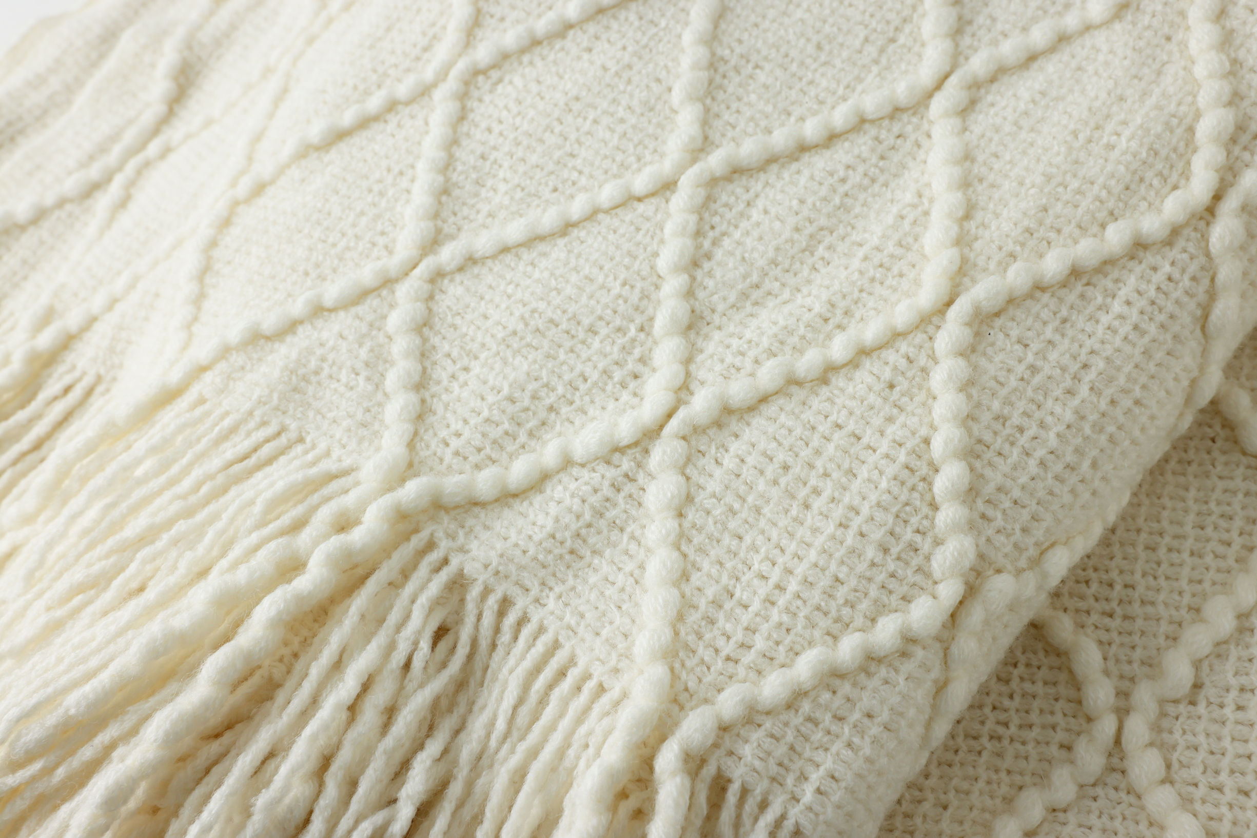 布 白 ニットブランケット
